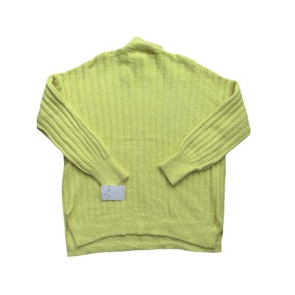 Jessica Simpson Women’s Small Neon Yellow Ribbed Mock Neck Sweater New - Picture 4 of 4